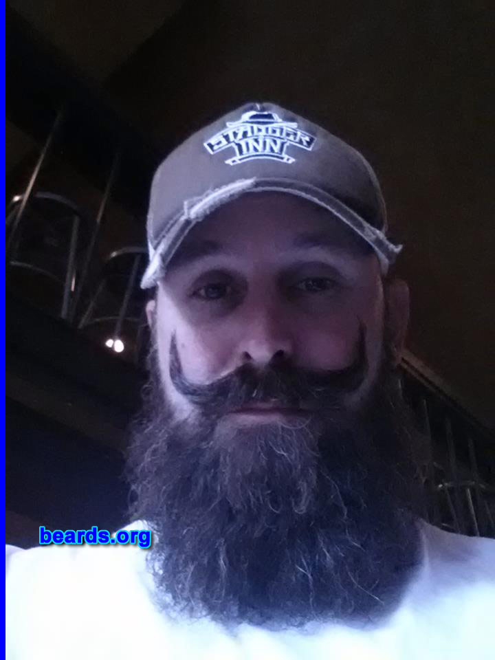 Sammy P.
Bearded since: 2013. I am a dedicated, permanent beard grower.

Comments:
Why did I grow my beard?  I wanted to do something different. A great freind of mine has a magnificent beard and I thought I would give it a try.  And I'm hooked.

How do I feel about my beard?  I love it.  Just wish the length would grow quicker.  It's been 9 months at the time of these photos.
Keywords: full_beard