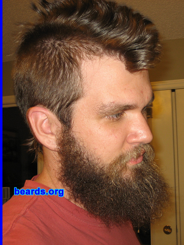 Cory F.
Bearded since: 2006.  I am an occasional or seasonal beard grower.

Comments:
I had to shave every day for four years while serving in the Army. Once I got out, it was on like long johns.

How do I feel about my beard?  Since getting out of the Army I have done two styles: colossal manbeard, and my own invention, the chohawk (chin+mohawk). I love my beard, but I am about to start paramedic training and have to shave again. It sucks. My wife is sad, too. She can't get enough of my beard!
Keywords: full_beard