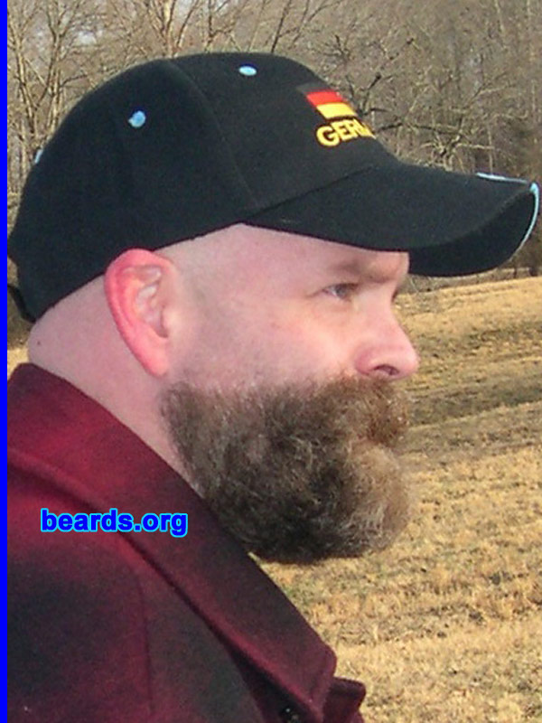 John
Bearded since: 1999.  I am a dedicated, permanent beard grower.

Comments:
I have grown a beard off and on since I was 15.  I am from the mountains of East Tennessee, where there must be something in the water that promotes exceptional beard growth.  They are everywhere -- every shape, size, and color!
 
How do I feel about my beard?  I like my beard because it is a changing work in progress. Self expression through one's facial hair is a beautiful thing -- as seen throughout this awesome website.  Heredity was good to me when it came to hair follicles per square inch.
Keywords: goatee_mustache