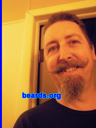 Alan S.
Bearded since: 1996. I am an occasional or seasonal beard grower.

Comments:
Why did I grow my beard? The musketeer style I cut on a whim, then decided I liked it. I've worn it all summer, so maybe I'm more of a dedicated year-round guy. I don't know. I also might be a bit of a shaving fetishist, but that's between me and my therapist. :)

How do I feel about my beard? Pretty great. Beards = good. My mustache makes handlebars naturally. So it just makes sense. 
Keywords: goatee_mustache