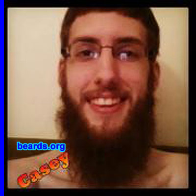 Casey C.
Bearded since: 2010. I am a dedicated, permanent beard grower.

Comments:
Why did I grow my beard? Beards are for men and that is what I am.

How do I feel about my beard? The general growth is pretty nice. My mustache is very troublesome, but I suppose it will mature with age.
Keywords: full_beard