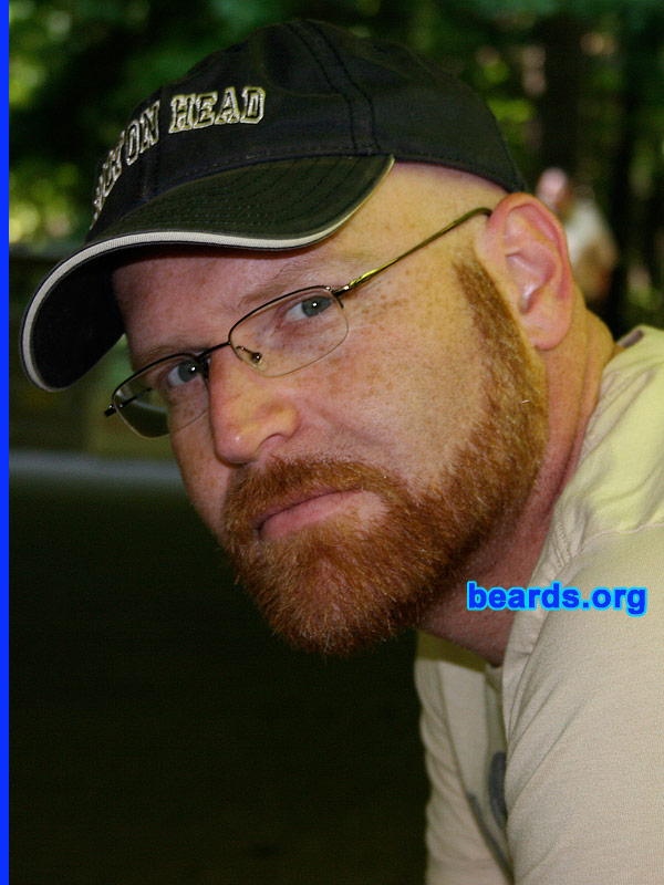 Jason
Bearded since: 1994. I am a dedicated, permanent beard grower.

Comments:
I grew my beard at first to see how it looked. Totally fell in love with it and never went back.

How do I feel about my beard? Love it. A ginger beard is a great thing. 
Keywords: full_beard