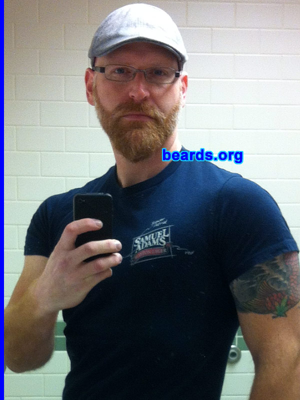 Jason
Bearded since: 1994. I am a dedicated, permanent beard grower.

Comments:
I grew my beard at first to see how it looked. Totally fell in love with it and never went back.

How do I feel about my beard? Love it. A ginger beard is a great thing. 
Keywords: full_beard