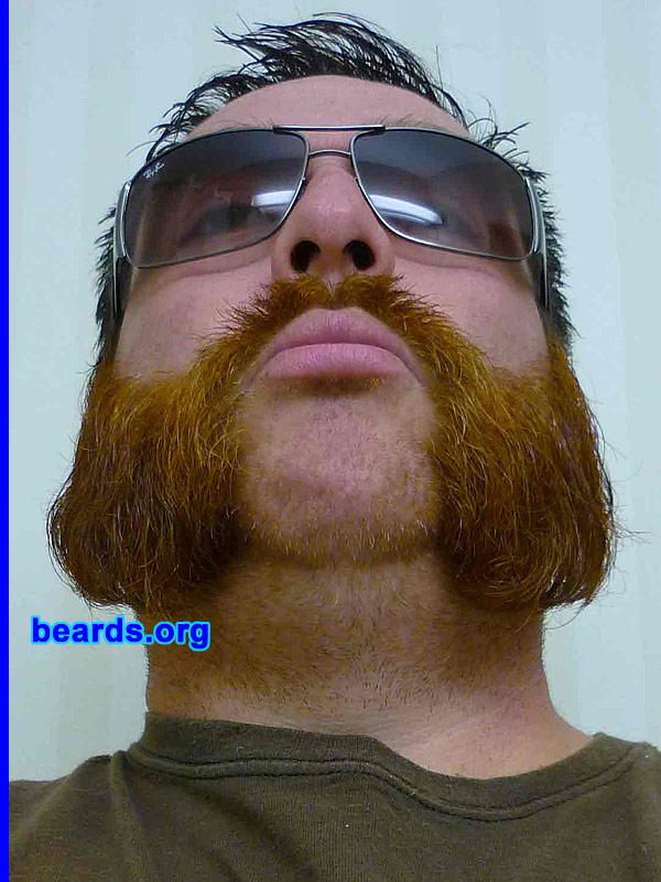 Michael M.
Bearded since: 1993.  I am a dedicated, permanent beard grower.

Comments:
I grew my beard out of response to being honorably discharged from the Navy and only being allowed to have sideburns while serving.

How do I feel about my beard? I love my beard.  It's a different color than my hair and it always garnishes me plenty of comments and compliments.
Keywords: mutton_chops soul_patch