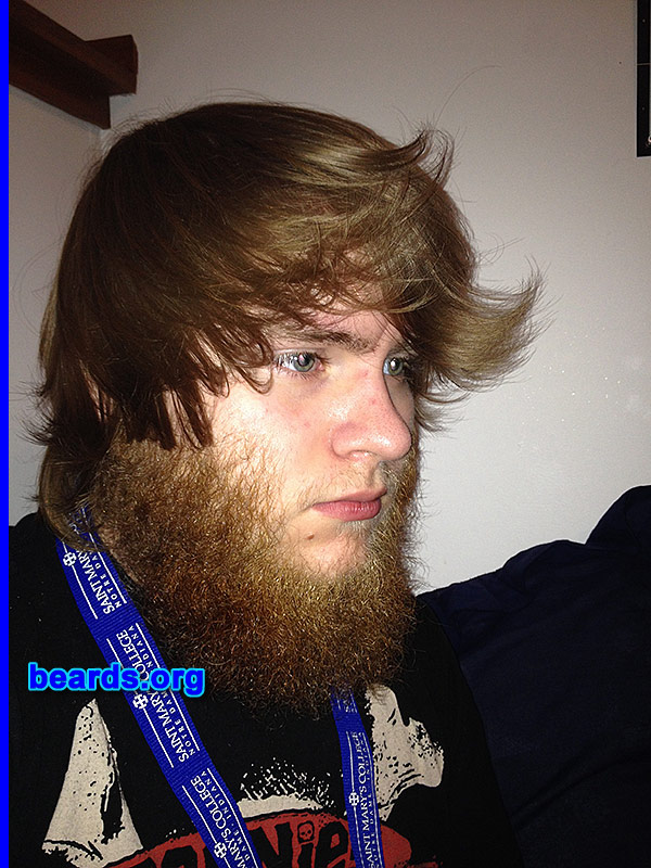 Ashton H.
Bearded since: 2012. I am an experimental beard grower.

Comments:
Why did I grow my beard? Because I was bored.

How do I feel about my beard? It's amazing. I don't want to shave for a long time. I feel it's pretty long for a sixteen year-old.
Keywords: chin_curtain