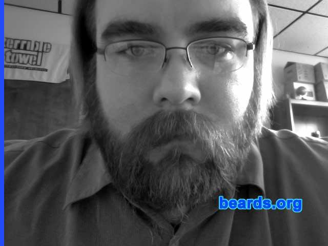 Dave M.
Bearded since: 2000.  I am an experimental beard grower.

Comments:
I've been experimenting with different styles of facial hair since 1995, when I was a sophomore in high school. It started off with big sideburns, then moved into pretty much every mustache, beard, burns combination and style imaginable.

How do I feel about my beard? I enjoy the creative outlet it gives me. It grows straight enough, fast enough, and full enough that I can try many different things.
Keywords: full_beard