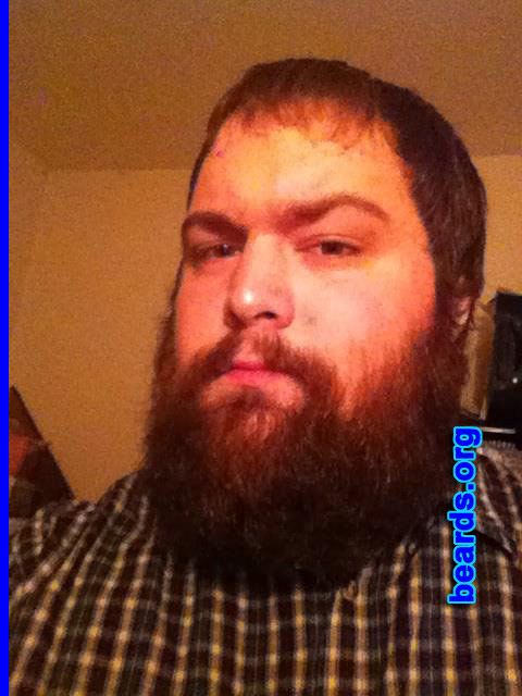 Kyle M.
Bearded since: 2012. I am an experimental beard grower.

Comments:
I usually have some kind of facial hair or another, but only really decided to grow a monster of a yeard (year beard) when I realized I'd be entering the real workforce before long and might not get the opportunity again until I retire.

How do I feel about my beard? I love my beard. I wish my mustache were a bit thicker and more impressive, but overall I am far more comfortable with a huge beard than without. I have received almost universally positive attention for it and feel it suits my real identity as a person more than anything else I've tried in terms of look and grooming.
Keywords: full_beard