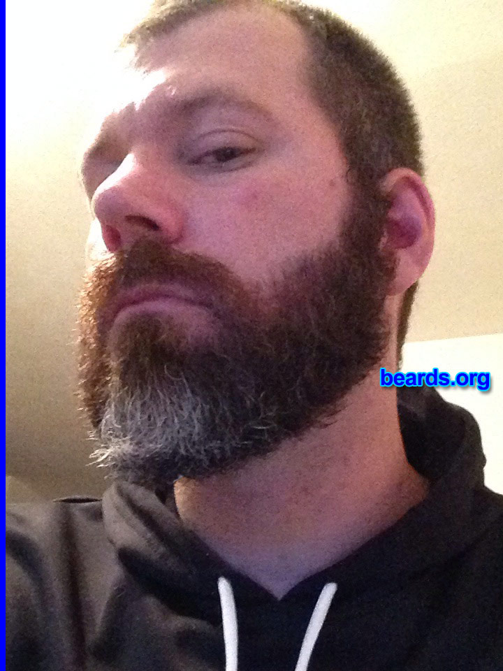 Mike O.
Bearded since: September 2013. I am an experimental beard grower.

Comments:
Why did I grow my beard? I've never had a chance to grow my beard because of work. Now I can!

How do I feel about my beard? It's pretty cool. I can't wait to see what it looks like in three more months. 
Keywords: full_beard