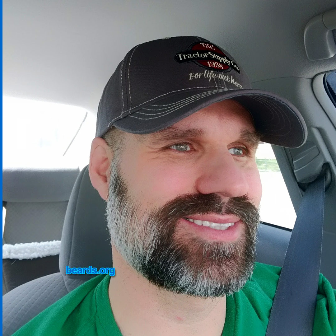 Chris
Bearded since: 2017.  I am an experimental beard grower.

Comments:
Why did I grow my beard? Wanted to try something new and see how it looks on me.

How do I feel about my beard? I like the new bearded look on me.
Keywords: full_beard