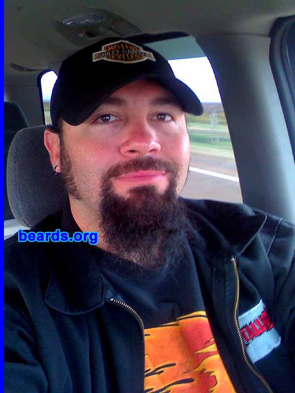 Dustin M.
Bearded since: 1998.  I am a dedicated, permanent beard grower.

Comments:
I grew my beard because of razor burn.  I look better with it.  It's just who I am.  I feel better with the beard.

How do I feel about my beard?  Love it.  It's just a part of who I am.
Keywords: goatee_mustache