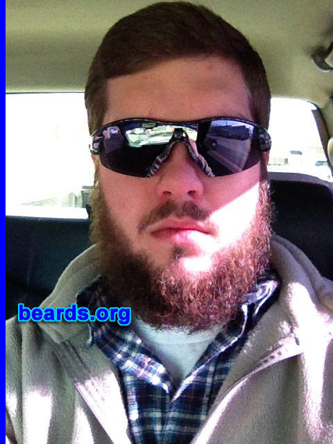 Aaron
Bearded since: September 2012. I am an occasional or seasonal beard grower.

Comments:
I grew my beard out for the winter and because everybody wanted me to shave it.

How do I feel about my beard? I feel that my beard is very full but lacks a good connecting mustache.
Keywords: full_beard