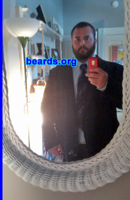 Benjamin P.
I am a dedicated, permanent beard grower.

Comments:
I grew my beard for a more masculine look! It squares my face up!

How do I feel about my beard? I love it! Mustache does not connect to goatee well and chin patch is thin, but overall growth is above average!
Keywords: full_beard