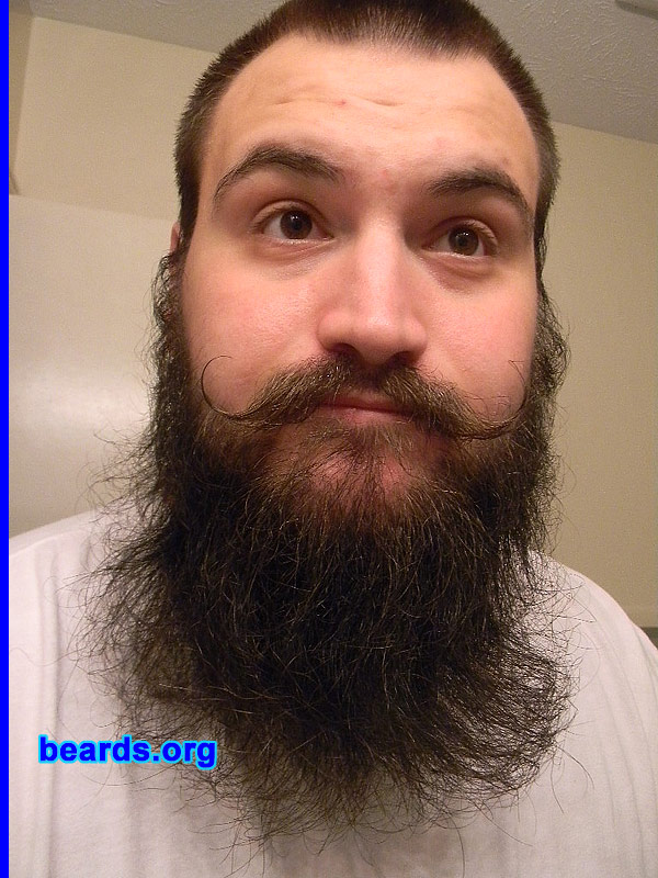 David W.
Bearded since: 2008. I am a dedicated, permanent beard grower.

Comments:
Why did I grow my beard? Because I am in love with facial hair. My uncle used to grow a beard when I was a kid and loved it.  I have always seen facial hair with amazement.

How do I feel about my beard? I feel beyond any comprehension. I comfortably like mine.  I wish it could be thicker and grow a bit better. But I still love my beard unconditionally.
Keywords: full_beard