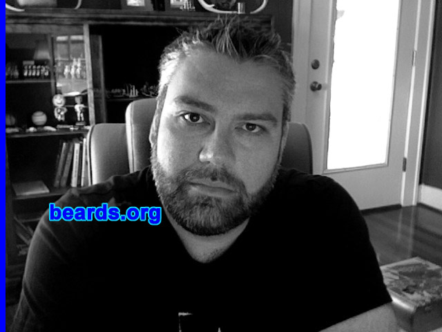 Justin
Bearded since: 2009.  I am an occasional or seasonal beard grower.

Comments:
I grew my beard for a performance (I am an amateur actor). I liked it so much and received some many compliments, I thought I would keep it for a while.

How do I feel about my beard? I love it! Right now, I have no desire to get rid of it.
Keywords: full_beard