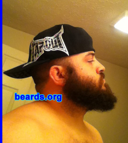 Melvin J.
Bearded since: 2012.  I am an experimental beard grower.

Comments:
Why did I grow my beard? Just got out of the Marine Corps after ten years of service and shaving and decided to grow a beard for the first time.

How do I feel about my beard? Love it!!!
Keywords: full_beard
