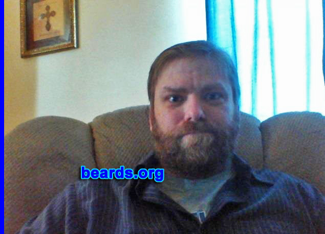 Mark
Bearded since: 2013. I am an experimental beard grower.

Comments:
Why did I grow my beard? I recently retired from the Army. Never had a chance to grow it before. Just gonna let it wolf out and see what happens. I think from all the testimonials that I will be even more of a man than when I was slinging hot lead salad at the enemy.

How do I feel about my beard? Just getting started. I wanted to upload weekly pics to mark my progress: week 12.
Keywords: full_beard