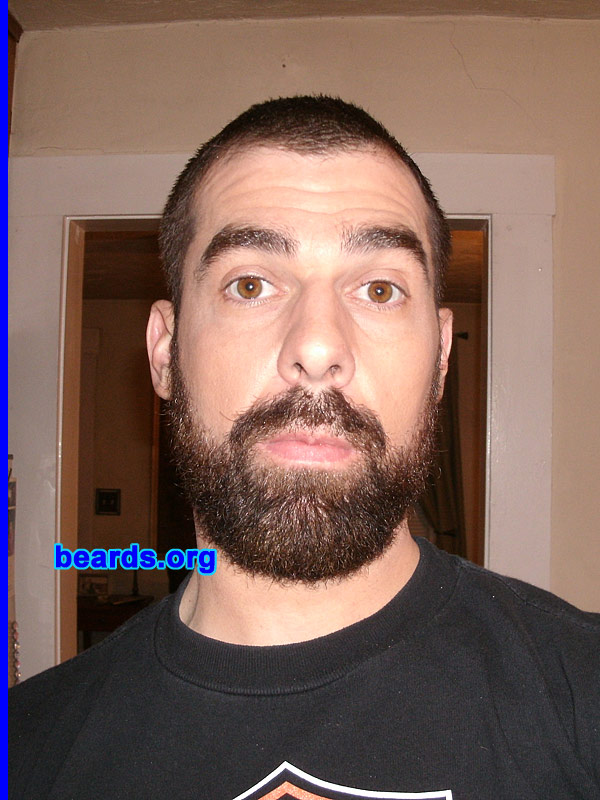 Maximillian M.
Bearded since: 1995. I am a dedicated, permanent beard grower.

Comments:
I started growing a goatee back in 1995. For the past two years I have gone back and forth from goatee to beard.
UPDATE, April 2010:  I am sticking with the full beard.

How do I feel about my beard? Lucky that I am able to grow one. 
Keywords: full_beard