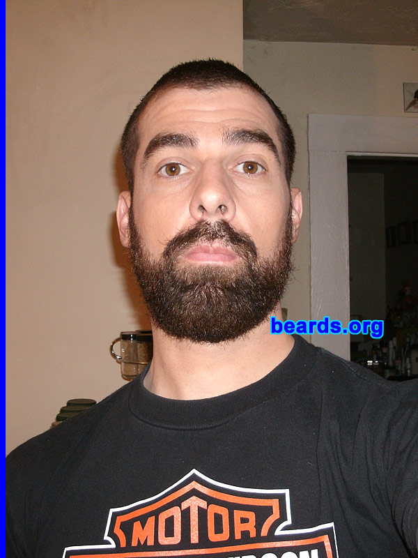 Maximillian M.
Bearded since: 1995. I am a dedicated, permanent beard grower.

Comments:
I started growing a goatee back in 1995. For the past two years I have gone back and forth from goatee to beard.
UPDATE, April 2010:  I am sticking with the full beard.

How do I feel about my beard? Lucky that I am able to grow one. 
Keywords: full_beard
