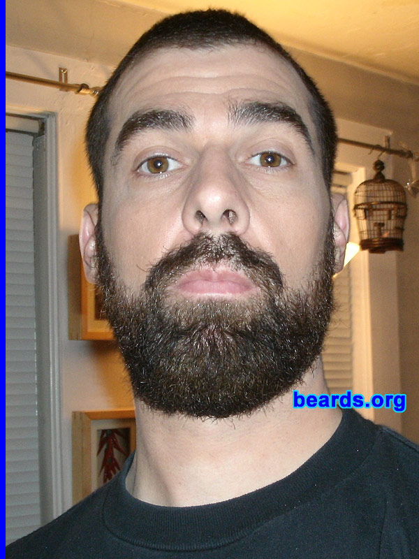 Maximillian M.
Bearded since: 1995. I am a dedicated, permanent beard grower.

Comments:
I started growing a goatee back in 1995. For the past two years I have gone back and forth from goatee to beard.
UPDATE, April 2010:  I am sticking with the full beard.

How do I feel about my beard? Lucky that I am able to grow one. 
Keywords: full_beard