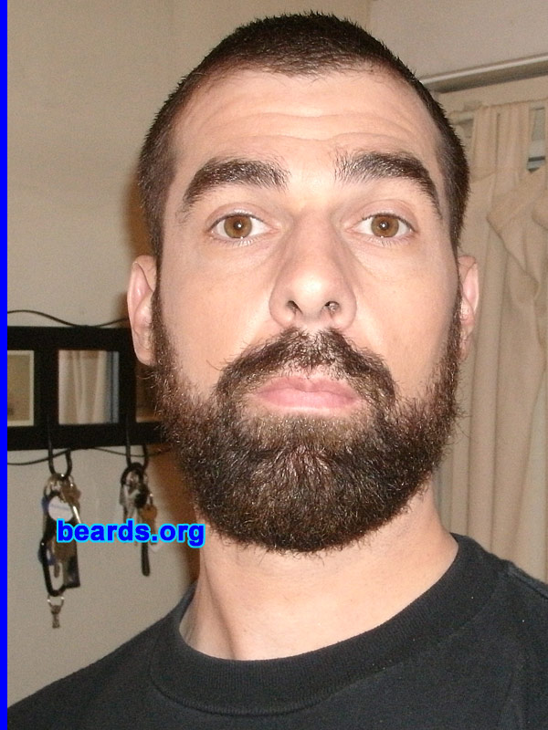 Maximillian M.
Bearded since: 1995. I am a dedicated, permanent beard grower.

Comments:
I started growing a goatee back in 1995. For the past two years I have gone back and forth from goatee to beard.
UPDATE, April 2010:  I am sticking with the full beard.

How do I feel about my beard? Lucky that I am able to grow one. 
Keywords: full_beard