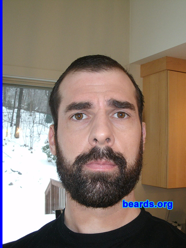 Maximillian M.
Bearded since: 1995. I am a dedicated, permanent beard grower.

Comments:
I started growing a goatee back in 1995. For the past two years I have gone back and forth from goatee to beard.
UPDATE, April 2010:  I am sticking with the full beard.

How do I feel about my beard? Lucky that I am able to grow one. 
Keywords: full_beard