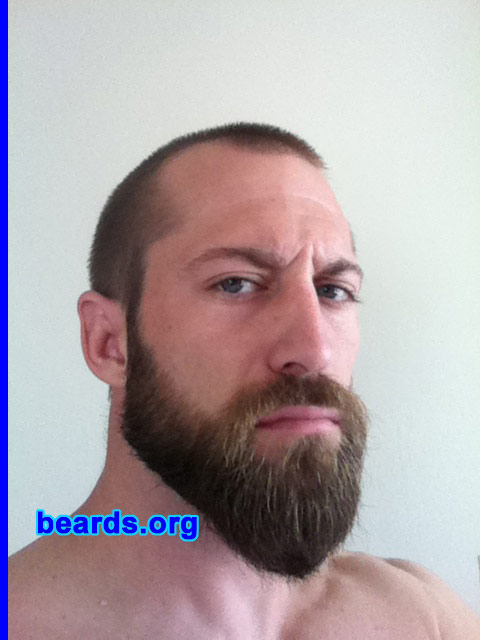 Jamie
Bearded since: 2011. I am an experimental beard grower.

Comments:
I grew my beard because I was never able to in the military and wanted to give it a try. I think I will always have some form of beard now.

How do I feel about my beard? I like the way it adds to my character.  The beard just fits.
Keywords: full_beard