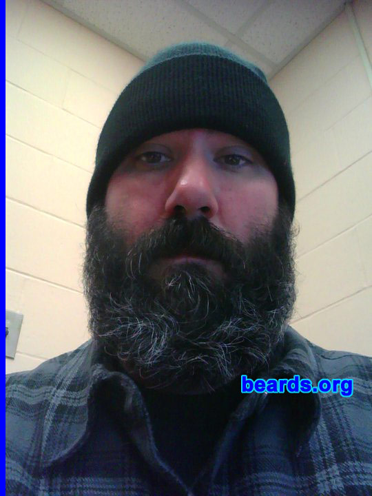 Mark
Bearded since: 2010.  I am a dedicated, permanent beard grower.

Comments:
I grew my beard because I like the warmth in the winter and it looks bad @ss!

How do I feel about my beard? It is getting a whole lot of gray!
Keywords: full_beard