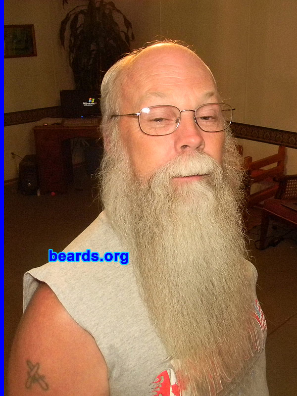 Bill M.
Bearded since: 2009. I am a dedicated, permanent beard grower.

Comments:
I grew my beard because i love getting noticed.  Went to the Michigan International Speedway race and I must have had over 2000 people come up to me and say, "ZZ Top."  What a great feeling it is to have people notice me.

How do I feel about my beard? I love my beard and so does my other half.  She says I use too much shampoo and cream rinse.  Got to cut back, she said.
Keywords: full_beard