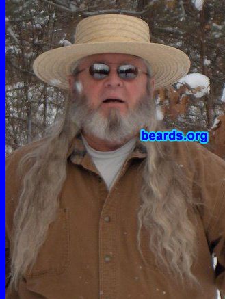 Donn H.
Bearded since: 2007. I am an occasional or seasonal beard grower.

Comments:
I am a retired Public Safety Officer and had to be clean shaven for over thirty years. Now I grow a beard every winter and have not cut my hair since I retired in 2007.

How do I feel about my beard?  Proud!!! I like the color and feeling of my beard. 
Keywords: chin_curtain