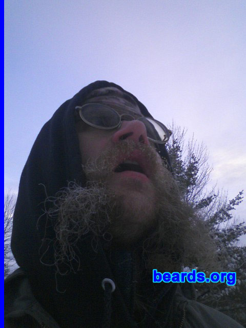 Edward
Bearded since: 1997.  I am an experimental beard grower.

Comments:
A couple of times I started growing a beard because my electric shaver had quit or gotten lost or packed away.

After it's started, it feels like I'm earning something that I have to wait for, like growing tomatoes in the yard. But unlike tomatoes, I get to enjoy the flavors this thing saves for DAYS!

How do I feel about my beard? I really like it now that I've bothered to grow it, learned a little about both taking care of it and having a little style. One of the funnest experiences of my life was having frost grow on my beard while breathing hard in the -5 degrees Fahrenheit air, or having ice form while biking into the snow or rain. Beardsicle rules! We need a category just for beardsicle!
