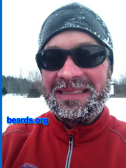 Kevin J.
Bearded since: 2013. I am a dedicated, permanent beard grower.

Comments:
Why did I grow my beard?  I shaved in 2010 and returned to the beard in 2013. A three-year hiatus from a beard was enough. A beard also makes running through Michigan winters much more tolerable and fun. And nothing beats feeling Lake Michigan lake water stream through your beard in the summer!

How do I feel about my beard? I love my beard like a family pet. This winter, my beard has frequently created its own weather systems.
Keywords: full_beard