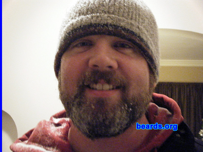 Andrew K.
Bearded since: 2001. I am a dedicated, permanent beard grower.

Comments:
I grew my beard initially because I was lazy and didn't want to shave. Later, I was bearded by choice.

How do I feel about my beard? My beard is awesome. My wife loves it. She has never seen my face without it except in old pictures. It is a part of me and will never come off! I like to be outside during winter long enough to form frost and icicles on it.
Keywords: full_beard