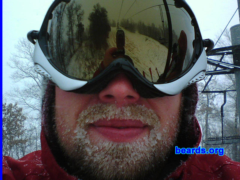 Kristopher
Bearded since: 2009 (every year I grow one).  I am an occasional or seasonal beard grower.

Comments:
My beard is seasonal. I grow it for the long Minnesota winters and ski season. I love having snow and ice hanging from my beard!

How do I feel about my beard? I love it. It's a beautiful thing.
Keywords: full_beard