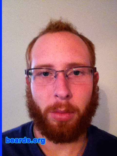 Justin K.
Bearded since: 2005. I am an occasional or seasonal beard grower.

Comments:
I grew my beard to get onto beards.org.

How do I feel about my beard? I feel my beard is pretty thick compared to the average redhead. I make sure I take better care of my beard than I even take of the hair on my head. My beard is thick but also trimmed, not too out of control. I like having a nice beard because it seems like I am part a secret society that you cannot enter into unless you can grow a nice beard. My beard is rugged, yet elegant, burly, yet dignified.
Keywords: full_beard