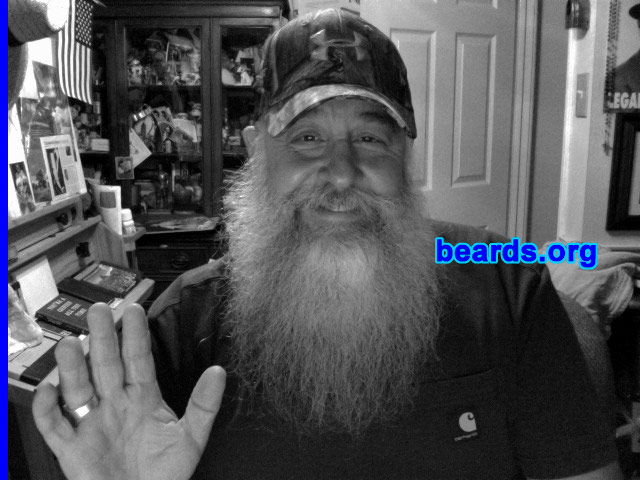 Kirk
Bearded since: August 2011. I am a dedicated, permanent beard grower.

Comments:
Why did I grow my beard?  Medically retired (against my will, for having a disability) after serving as a police officer for twenty-five years. Not working at all now.

How do I feel about my beard? I love it. It reminds me that I answer to no one now and can dress the way I want and have as much facial hair as care to grow. I have been free since August 1 of 2011. It grows really fast and makes me feel good inside! I may never cut it again.
Keywords: full_beard