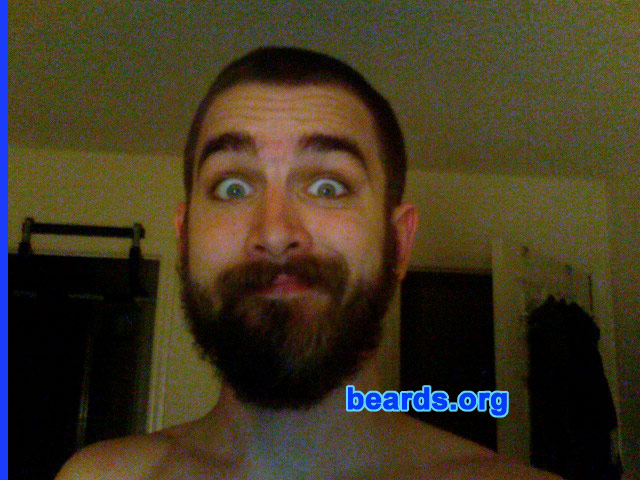 Zach H.
Bearded since: 2009.  I am an experimental beard grower.

Comments:
I grew my beard as a personal experiment. I wanted to see if I was man enough. That's how it started. Now, my roommate tells me if I shave before graduation he'll kill me.  So it's become more of an involuntary thing. I'm glad he's forcing me to keep it though, it's awesome.

How do I feel about my beard? I love having a beard. It's not as thick as I'd like it.  But it gets the job done.
Keywords: full_beard