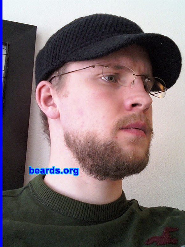 Jarred
Bearded since: 2010.  I am an experimental beard grower.

Comments:
I always wanted to grow a beard, but my sideburns/cheeks were too thin. Then I visited this site and came across the beard styles section. I decided that I could grow the tailback due to weak sideburns/cheeks and fulfill my my beard needs.

How do I feel about my beard? I am very happy with the results and decided to keep the tailback/Hollywoodian look.
Keywords: goatee_mustache