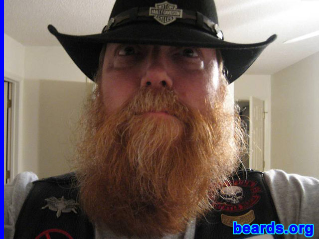 Dano
Bearded since: 1976.  I am a dedicated, permanent beard grower.

Comments:
This beard that I have now was grown because, when I broke my shoulder towards the end of 2005, I couldn't shave.  My dad has most always had a beard and I've had one on and off for years.  I've kept a beard several years at a time, then at times, I would grow it in the winter and shave it in the spring. I'll probably keep it this time since I'm involved in the Chariots Of Hope Motorcycle Ministry.

I like it a lot... It is perfect to fit in with the other bikers... A great conversation piece... My wife likes it and that is what matters most!
Keywords: full_beard