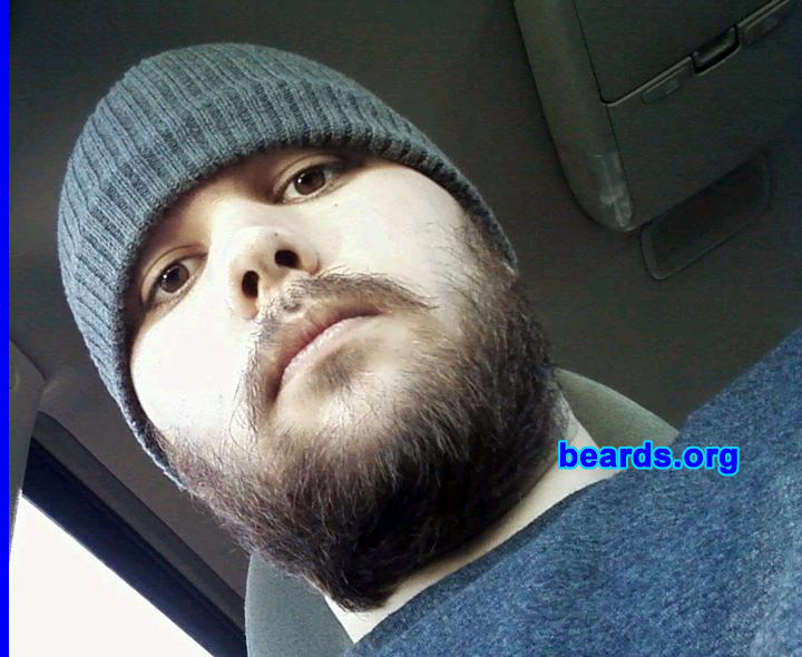Justin W.
I am a dedicated, permanent beard grower.

Comments:
I grew my beard because it makes me look smart, mature, tough, and manly. Keeps me warm when needed. Being a heavy-set guy, it hides some unwanted chin features.

How do I feel about my beard? I love my beard. 
Keywords: full_beard