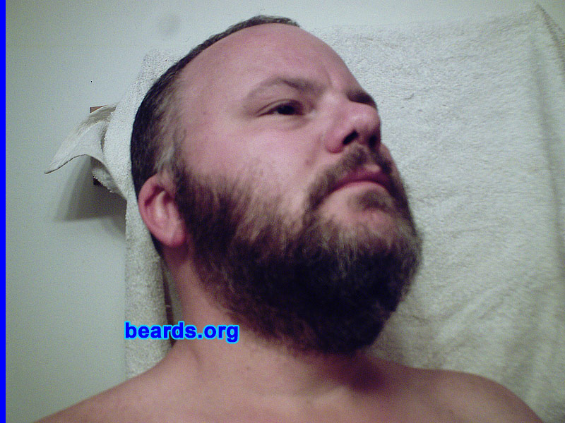 Troy H.
Bearded since: 2009. I am a dedicated, permanent beard grower.

Comments:
I have been growing my beard for ninety-one days now.  I have taken photos of its progress, starting from day fourteen through now, every seven days.
What makes my story unique is I had cancer twenty years ago and my beard grows really slow. I do grow a full beard, but it takes longer than most men. I thought my story would inspire men like me who have slow growth. I haven't trimmed it.  So it is at its natural neck and cheek line.  Thank you.

How do I feel about my beard?  Love it!!
Keywords: full_beard