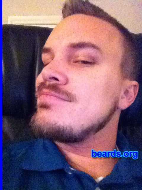Jon G.
Bearded since: 2014. I am an experimental beard grower.

Comments:
Why did I grow my beard? My two brothers and I had a competition starting in December of 2013 as to who would let theirs grow the longest. I won and haven't  stopped yet.

How do I feel about my beard? Wish it would come in more.  But it is what it is.
