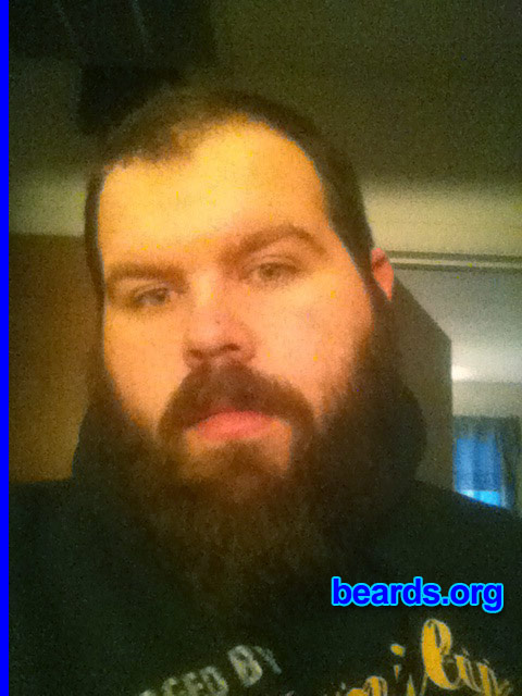 Andrew E.
Bearded since: 2007. I am a dedicated, permanent beard grower.

Comments:
Why did I grow my beard? I grew my beard because it felt comfortable on my face. I didn't always have a full beard cause of a scar on the right side of my face.  But now it's a full beard and I'm very happy with it.

How do I feel about my beard? I think it's great. It's very warm and my wife loves it.
Keywords: full_beard