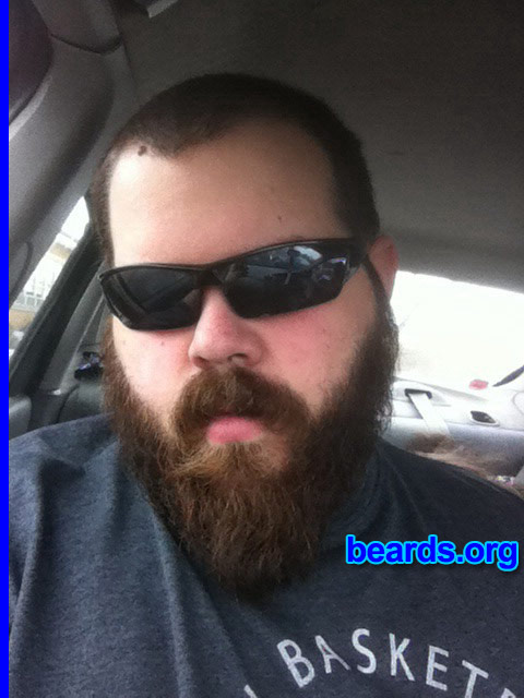 Andrew E.
Bearded since: 2007. I am a dedicated, permanent beard grower.

Comments:
Why did I grow my beard? I grew my beard because it felt comfortable on my face. I didn't always have a full beard cause of a scar on the right side of my face.  But now it's a full beard and I'm very happy with it.

How do I feel about my beard? I think it's great. It's very warm and my wife loves it.
Keywords: full_beard