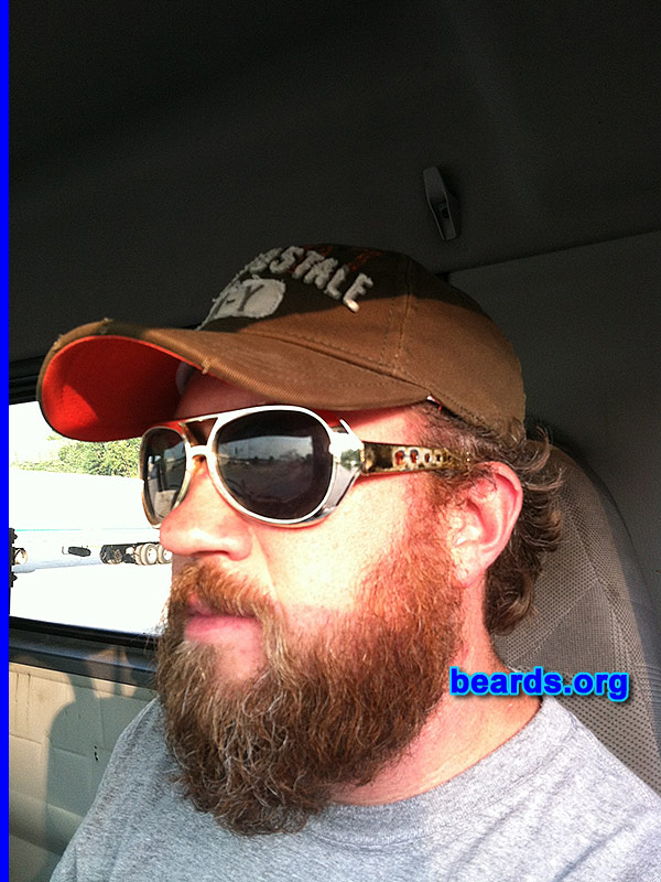 Carl M.
Bearded since: 2012.  I am an experimental beard grower.

Comments:
Why did I grow my beard? Time to man up and lose the pretty-boy look and the ladies love it.

How do I feel about my beard? I love the beard and my and wife can't get enough of it.
Keywords: full_beard
