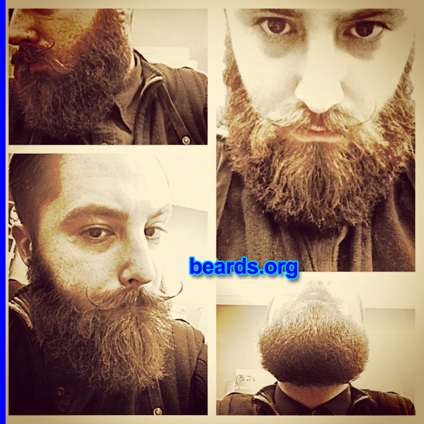 Michael
Bearded since: 2010. I am an occasional or seasonal beard grower.

Comments:
Why did I grow my beard? Always had a short beard and I let it go a month before no shave November. Turned into a friendly bet to keep it until the end of 2013. I've just kept it at its length since.

How do I feel about my beard? I'm a cosmetologist.  So I get a lot of new people seeing me daily. Most people have something to say about the beard. I guess I never knew a strong beard would be so intriguing to people of all ages.
Keywords: full_beard