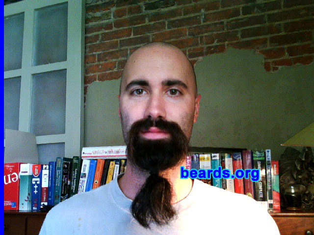 Rob
Bearded since: 2009.  I am an occasional or seasonal beard grower.

Comments:
Why did I grow my beard? A Halloween costume started it. I liked it.  So I kept it. Then I hiked the Appalachian Trail for three months and beards are a status symbol out there.

How do I feel about my beard? I like. I wanted to keep it long but I thought that might hurt me in my job search. It will grow back.
Keywords: goatee_mustache