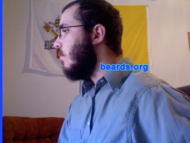 Stephen S.
Bearded since: 2010.  I am a dedicated, permanent beard grower.

Comments:
I grew my beard because I love the idea of having one. I am in a profession that allows me to do so. I think a beard is a sign of manliness and patience.

How do I feel about my beard? I like my beard. I am, however, disappointed that it is not more full. I am only twenty-one, and am waiting on the areas between my chin and my upper lip to connect -- it is coming, just slowly. I think that if I keep at it, within the next couple months, I will be more satisfied with it.
Keywords: full_beard