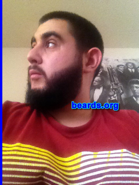 Abdul
Bearded since: 2012 officially, not counting goatees. I am a dedicated, permanent beard grower.

Comments:
Why did I grow my beard? I have always been fascinated with beards seeing my father have one and the majority of my community being and encouraged being bearded. I have been growing this beard since January of this year so this is my nine-month beard with exception of trimming the stray hairs. But my friend Muj and I started growing our beards as a part of a challenge to see who could grow his faster and best looking (by the way, he won it! ) and we haven't shaved since!

How do I feel about my beard? Honestly for a twenty-two year old I'm blessed to have one and I love it but I wish it were a bit thicker. I had a bald spot that made me hate my beard as I was growing it, but I overcame it. Also I wish it would grow faster because my beard grows in slow motion! Overall after all the patience and trimming I can genuinely say I love my beard. :D
Keywords: full_beard