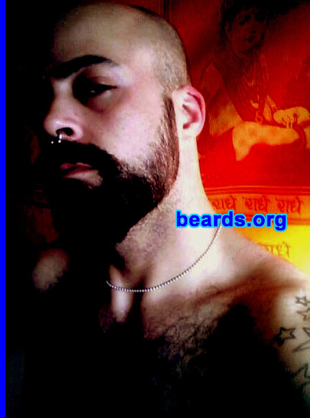 Joey
Bearded since: 2003.  I am a dedicated, permanent beard grower.

Comments:
I grew my beard because I have had a shaved head for seventeenyears and wanted to change things up.

How do I feel about my beard?  I love it, especially when it reaches the point that I want it to be at.  It can be an art form, but I think a beard that is too meticulously groomed can look contrived. I like it best when it looks natural.
Keywords: full_beard