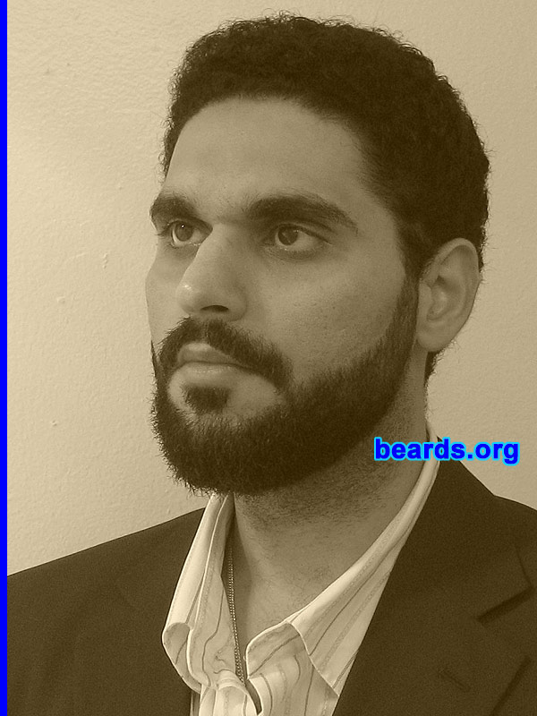 Mazad
Bearded since: 2007.  I am a dedicated, permanent beard grower.

Comments:
I grew my beard to:
-- Look like my father. 
-- Look like a professor and/or PhD (which I am now!).
-- Look different.

How do I feel about my beard? It's a part of who I am.  I love it.
Keywords: full_beard